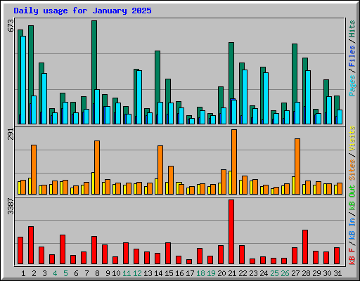 Daily usage for January 2025